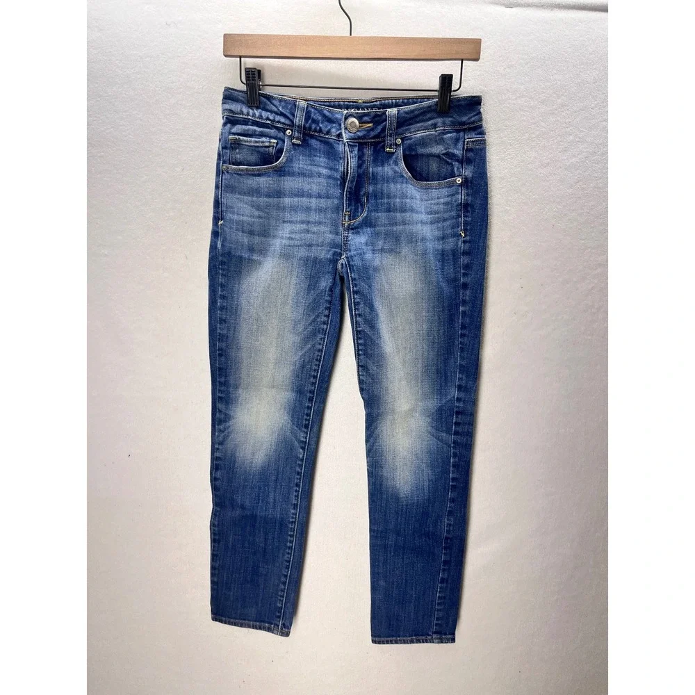 American Eagle Skinny Jeans Womens 4 Short Blue Denim Stretch‎ Medium Wash 3380